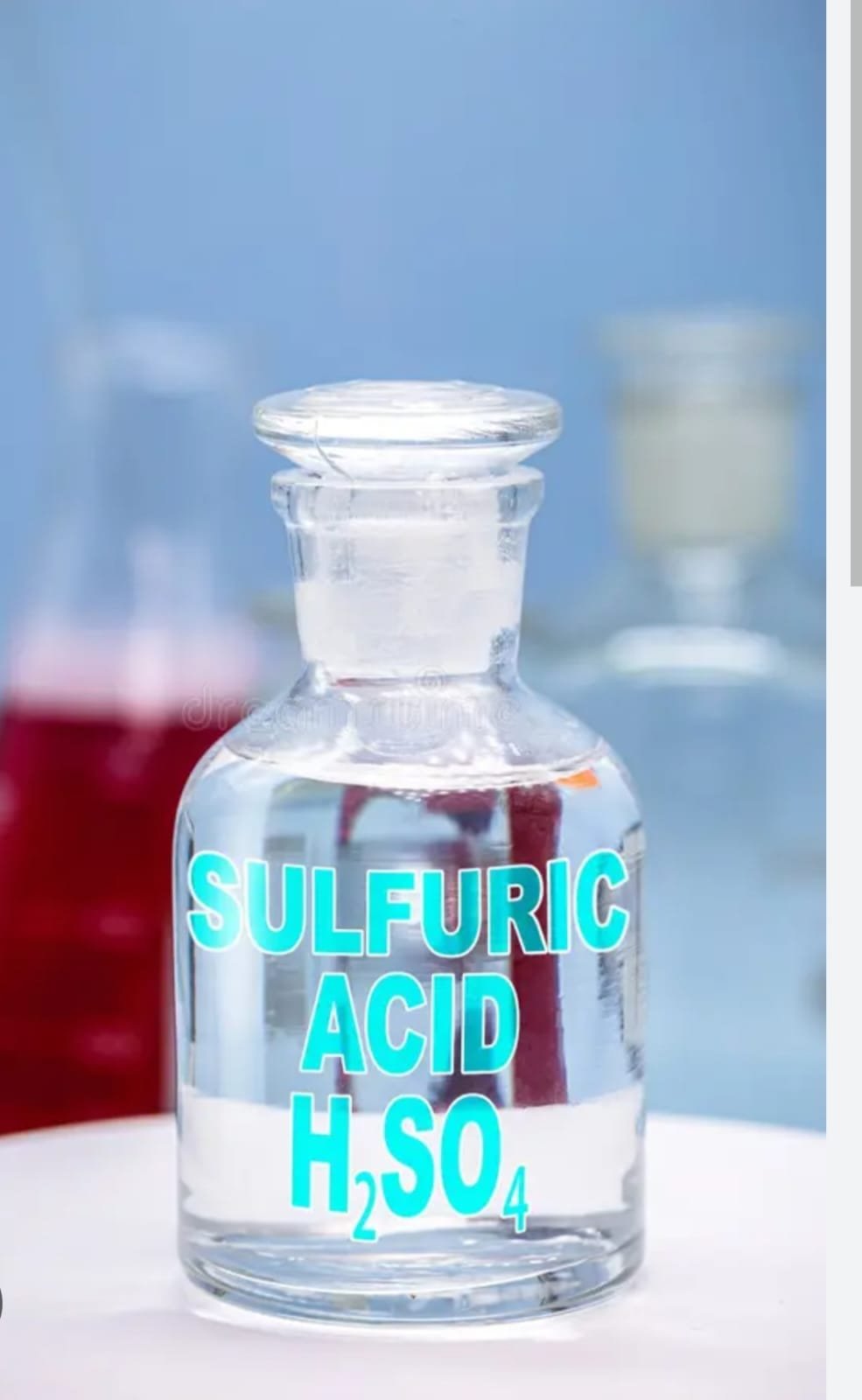 Sulphuric acid in a laboratory bottle
