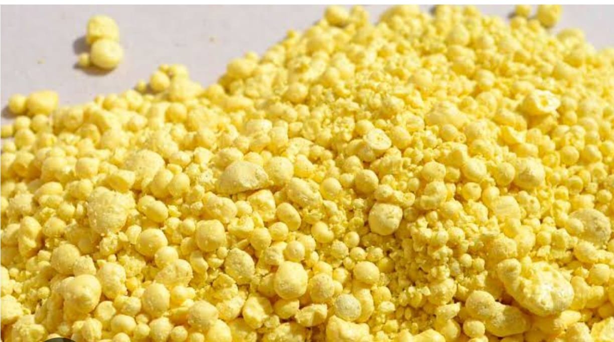 Sulphur granules close up
